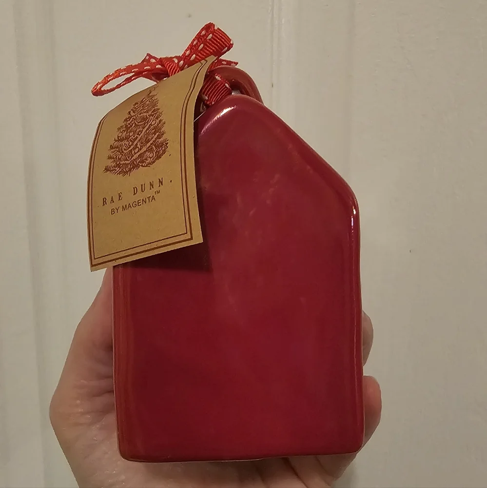 Rae Dunn Red Ceramic Santa Birdhouse Ornament